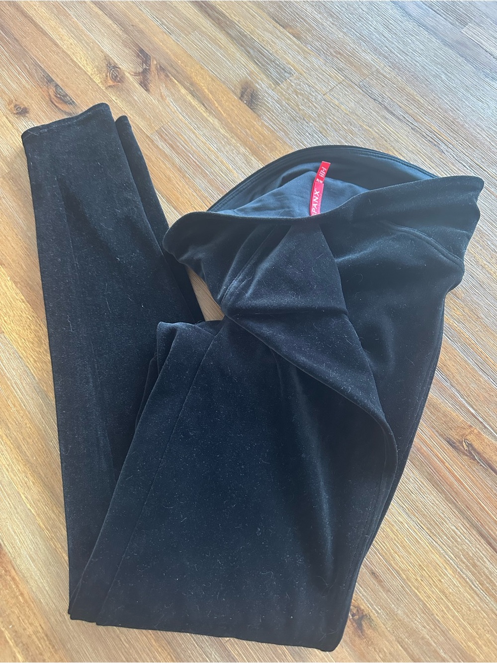 SPANX Black Leggings with Red Brand Tag